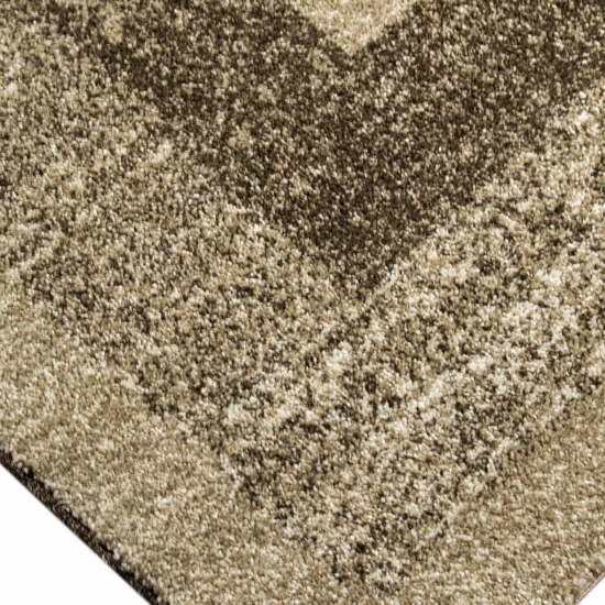 Preview: Wohnzimmerteppich Designer vintage kurzflor Modern seitlich gekettelt in beige braun