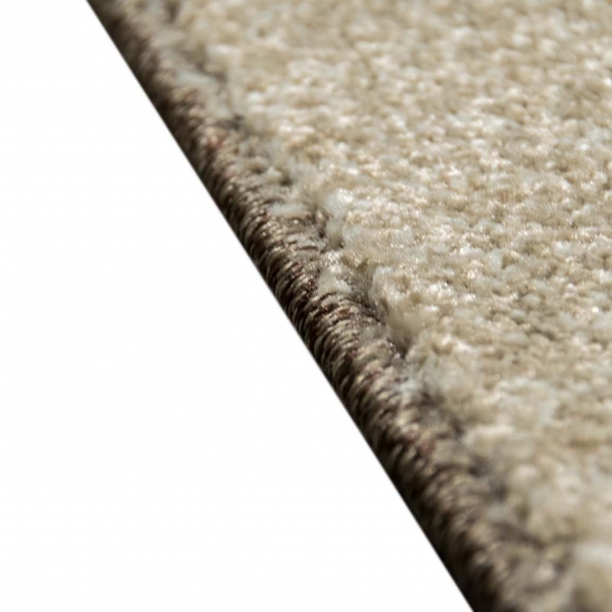 Preview: Wohnzimmerteppich Designer vintage kurzflor Modern seitlich gekettelt in beige braun
