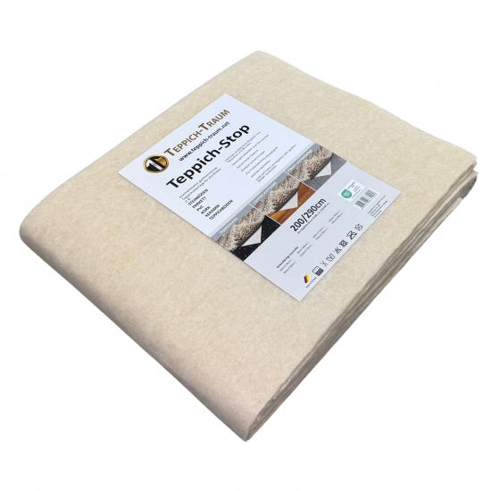 Preview: Antirutschmatte beige zuschneidbar weichmacherfrei OEKO-TEX zertifiziert für Fußbodenheizung geeignet