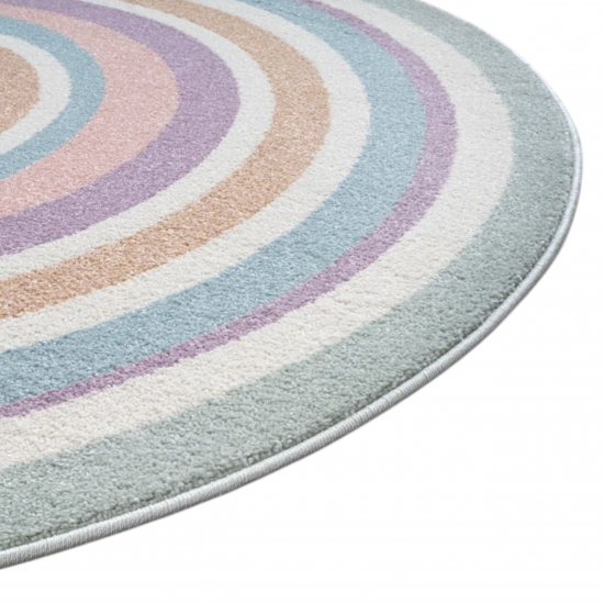 Preview: Kinderzimmer Teppich in sanften Farben – rund & strapazierfähig