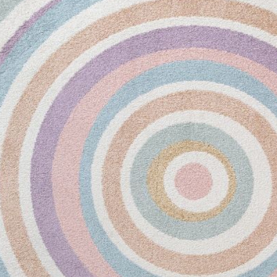 Preview: Kinderzimmer Teppich in sanften Farben – rund & strapazierfähig