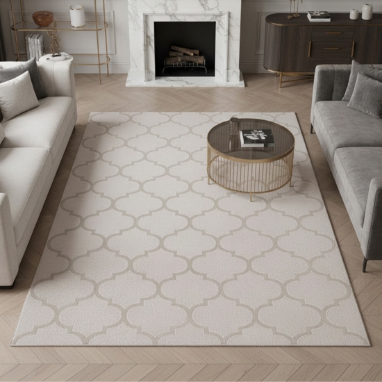 Wohnzimmerteppich Marokkanisches Muster in Beige