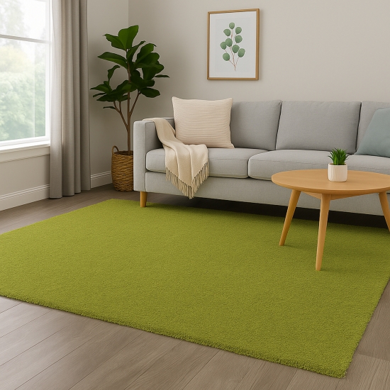 Weicher Shaggy Teppich in Grün – pflegeleichter Hochflor für jeden Wohnbereich