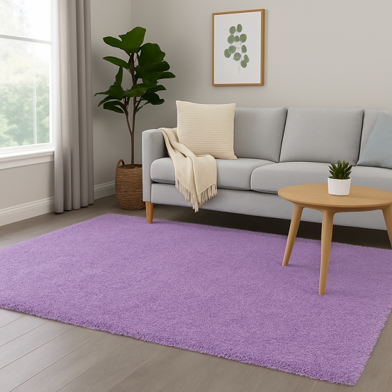 Weicher Shaggy Teppich in Flieder – pflegeleichter Hochflor für moderne Wohnräume