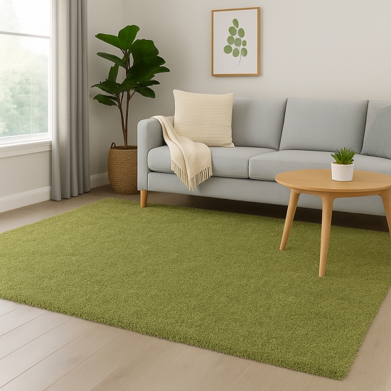 Weicher Shaggy Teppich in Grün – moderner und pflegeleichter Hochflor Teppich