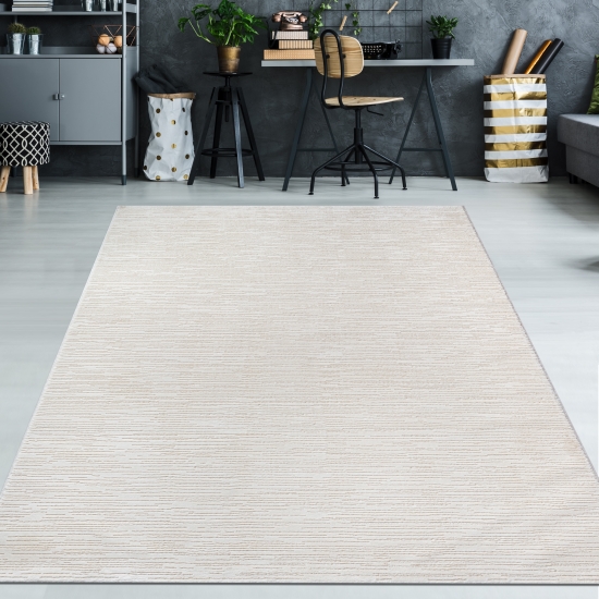 Preview: Moderner Teppich mit feiner Struktur und elegantem Liniendesign in Creme Preview: Moderner Teppich mit feiner Struktur und elegantem Liniendesign in Creme
