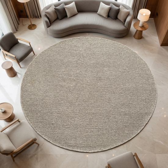 Handgewobener Wollteppich in beige