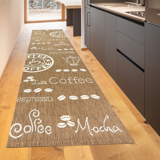 Preview: Küchenteppich Sisalteppich modern kurzflor coffee mocha espresso braun beige