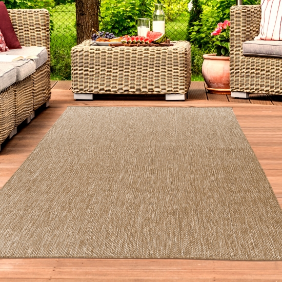 Preview: Zeitloser In- & Outdoorteppich wetterfest und pflegeleicht im Unidesign Beige Preview: Zeitloser In- & Outdoorteppich wetterfest und pflegeleicht im Unidesign Beige