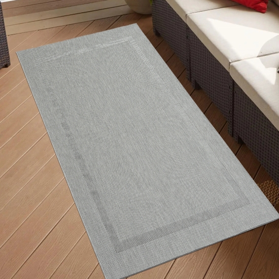 Preview: Sisalteppich indoor & outdoor mit Bordüre in grau Preview: Sisalteppich indoor & outdoor mit Bordüre in grau