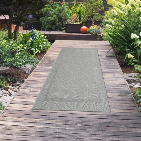 Preview: Sisalteppich indoor & outdoor mit Bordüre in grau Preview: Sisalteppich indoor & outdoor mit Bordüre in grau