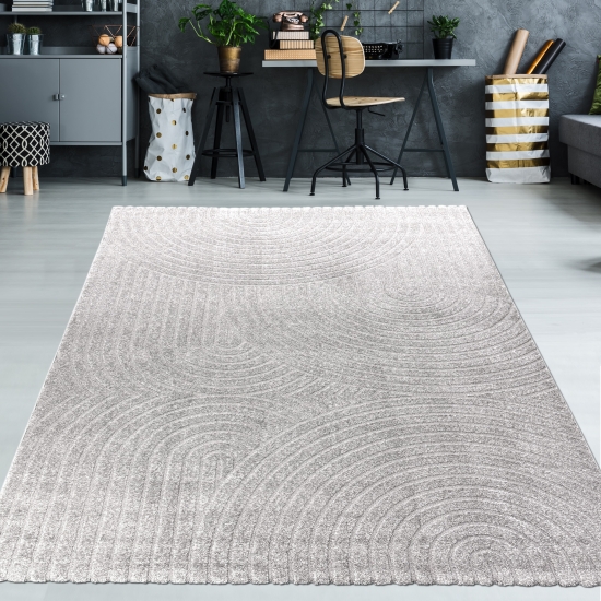 Moderner Teppich mit stilvollem Bogenmuster in Grau