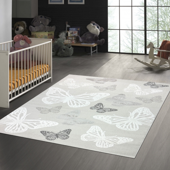 Teppich Babyzimmer Kinderzimmer Schmetterlingsmuster 3d Creme