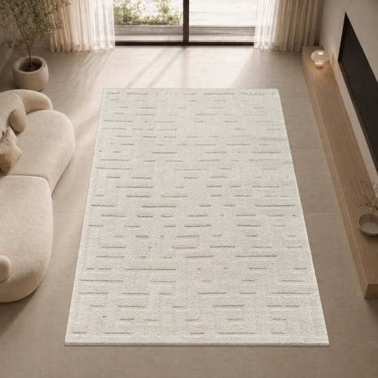 Teppich in beige pflegeleicht weich robust modern
