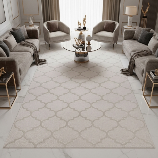 Wohnzimmerteppich Marokkanisches Muster in Beige