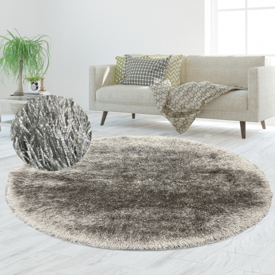 Shaggy Teppich Hochflor mit Glitzer in Grau