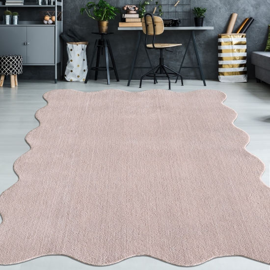 Teppich pflegeleicht moderne Wellenform in Blush Rosa