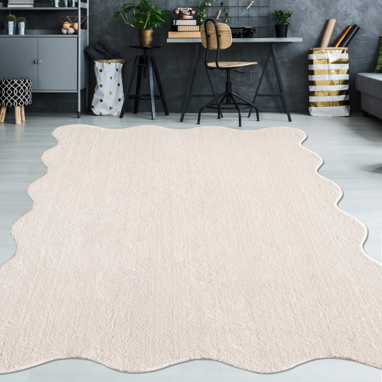 Beige Teppich pflegeleicht moderne Wellenform