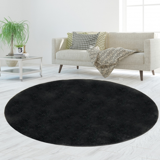 Preview: Teppich Schwarz Uni praktisch robust pflegeleicht Alltag