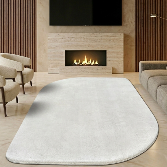 Teppich Shape in moderner Freiform rutschfest weich Creme