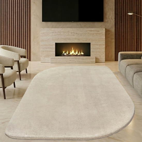 Teppich Shape in moderner Freiform rutschfest weich Beige