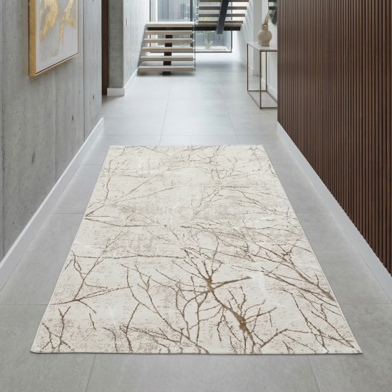 Designer Teppich Ästemuster in creme