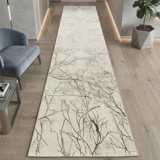 Designer Teppich Ästemuster in creme