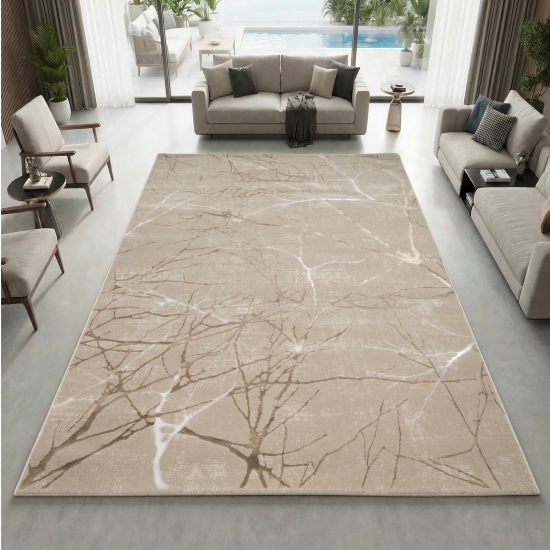Designer Teppich Ästemuster in beige