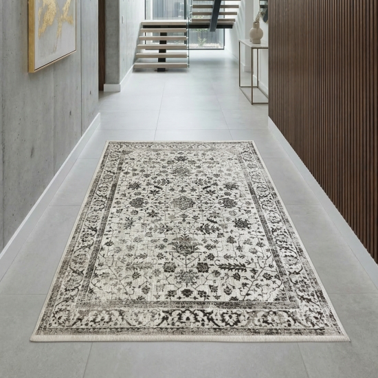 Preview: Orientteppich mit pflanzlichen Verzierungen & Ornamenten in creme