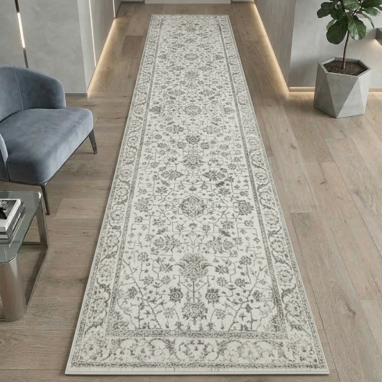 Preview: Orientteppich mit pflanzlichen Verzierungen & Ornamenten in creme