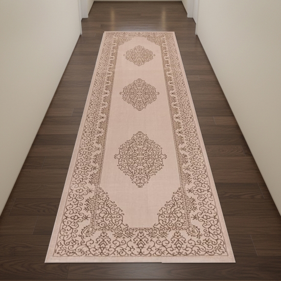 Teppich Beige Ornament Muster pflegeleicht
