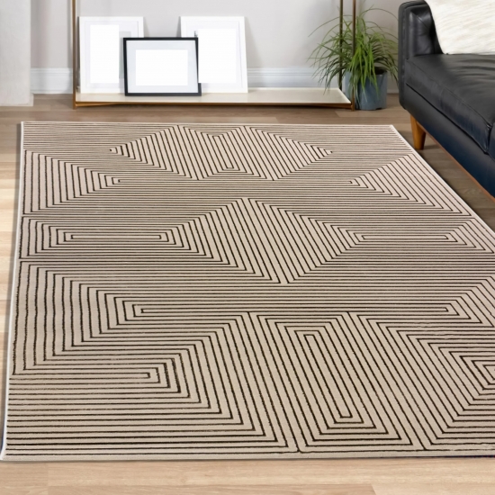 Moderner Kurzflorteppich weich strapazierfähig in beige