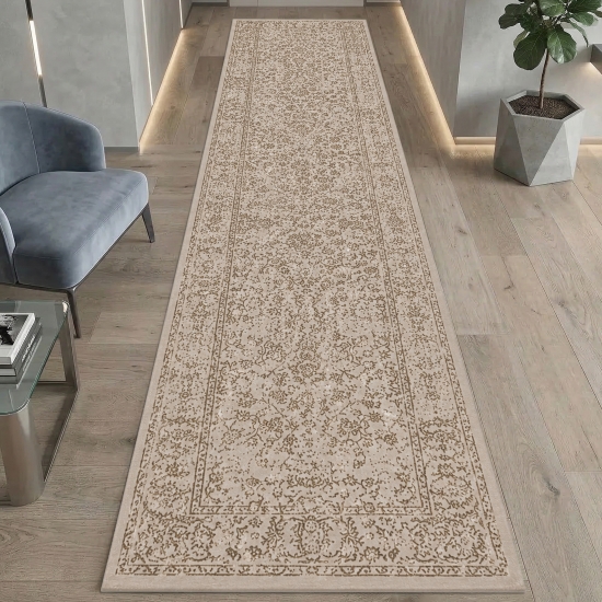 Teppich Beige mit Ornament Muster pflegeleicht