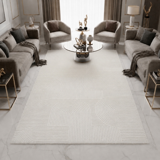 Teppich Creme Ornament Muster pflegeleicht