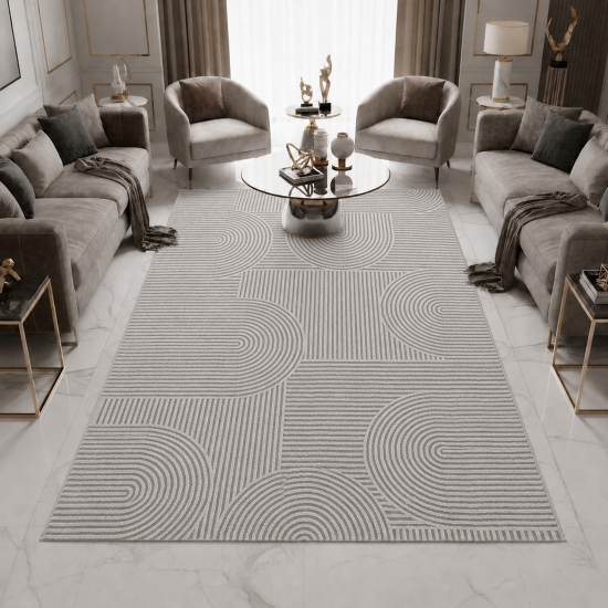 Teppich Grau Muster pflegeleicht modern