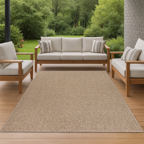 Teppich mit Jute-Optik für Innen- und Außenbereiche in Beige