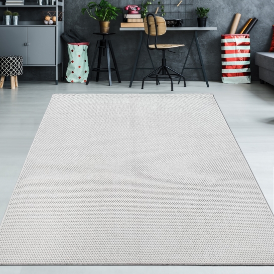 Teppich kurzflor flauschig pflegeleicht saugrobotergeeignet für Wohnzimmer Esszimmer Schlafzimmer in creme