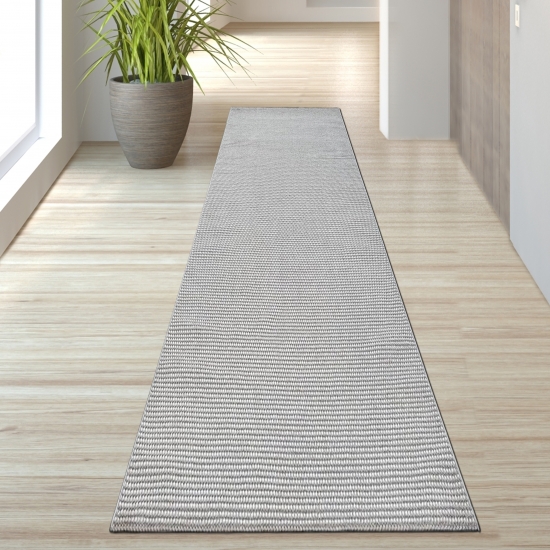 Preview: Wohnzimmer Niedrigflor Teppich Pflegeleicht mit modernem Design in grau