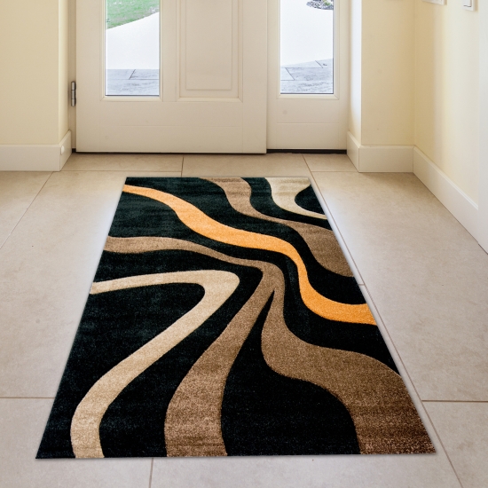 Teppich mit Wellen in schwarz braun