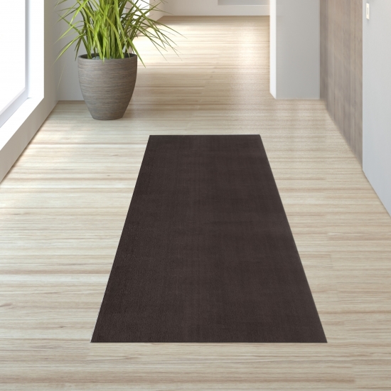 Preview: Teppich Braun mit Antirutsch-Rücken – Weich, gemütlich & pflegeleicht