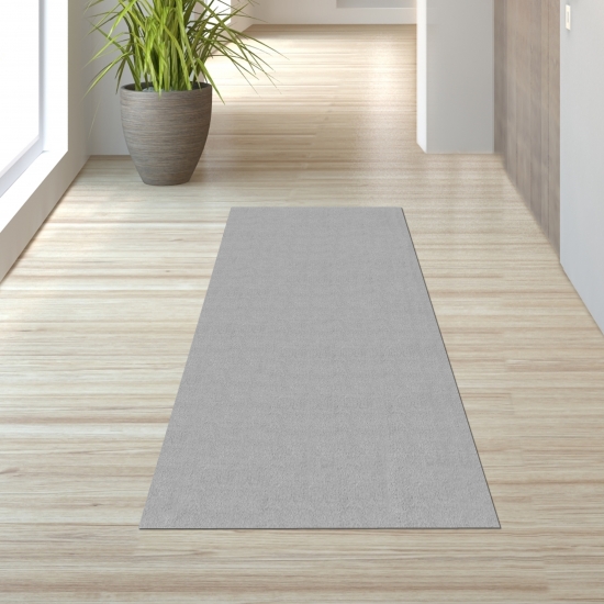 Preview: Teppich grau Wohnzimmer Schlafzimmer modern rutschfest weich Kurzflor Fußbodenheizung geeignet