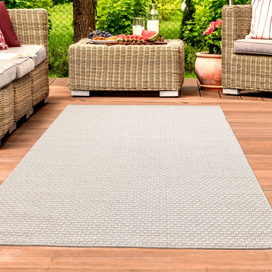 In- & Outdoorteppich Balkon wetterfest kurzflor unifarben in beige