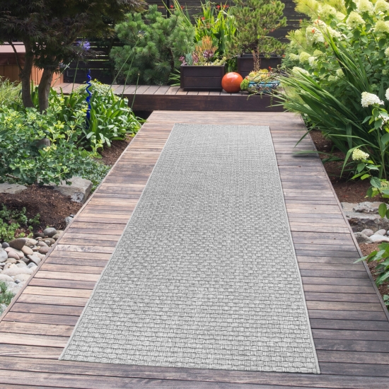 Preview: In- & Outdoorteppich Balkon wetterfest kurzflor unifarben in grau