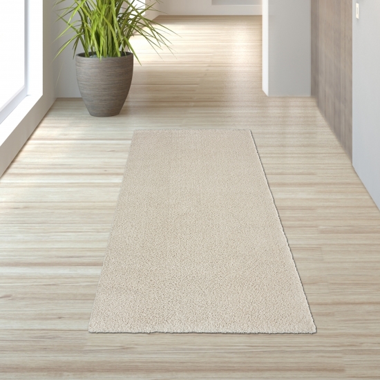 Designerteppich Schlafzimmer einfarbig creme