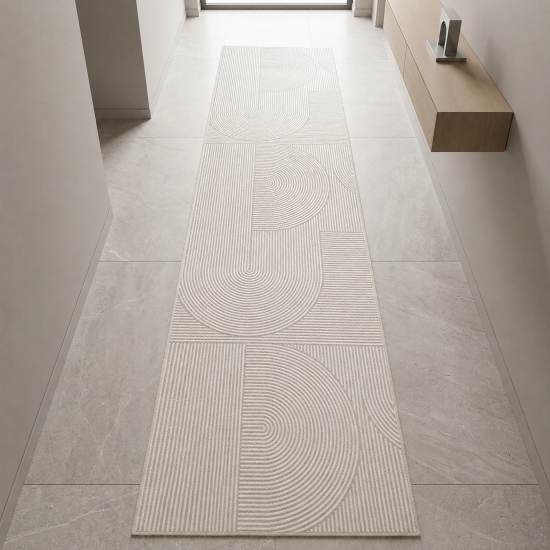 Preview: Beiger Teppich Modern mit Linienmotiv für Wohn- und Schlafräume