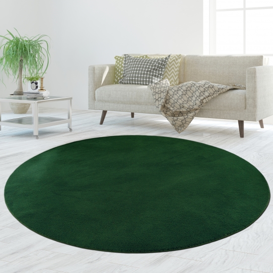 Preview: Grüner Teppich dekorativ weich pflegeleicht ideal für gemütliches Wohnen