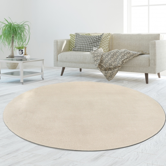 Preview: Weicher Creme Teppich pflegeleicht und waschbar für modernes Wohnen