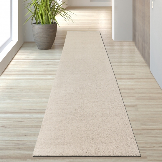 Preview: Weicher Creme Teppich pflegeleicht und waschbar für modernes Wohnen