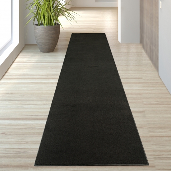 Preview: Schwarzer Teppich weich und gemütlich pflegeleicht ideal für stilvolles Wohnen
