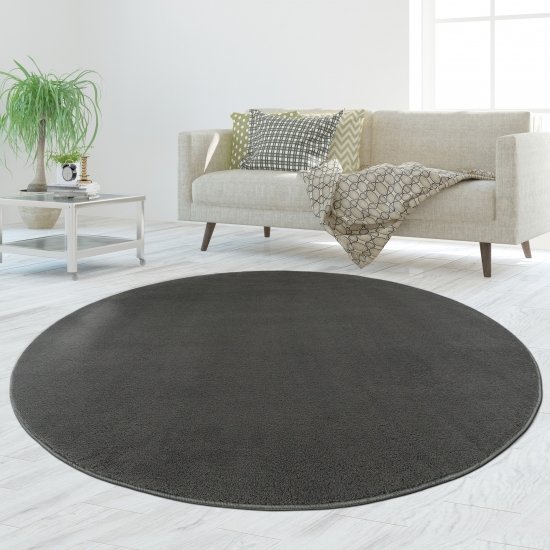 Preview: Anthrazit Teppich weich dekorativ pflegeleicht ideal für stilvolles Zuhause